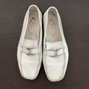 Tod’s white leather loafers size 10